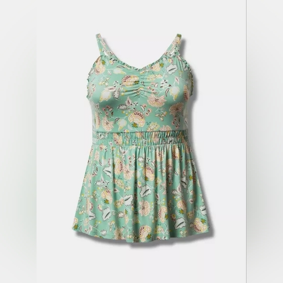 Torrid Mint Green Floral Babydoll Camisole Size 0 - Picture 3 of 5